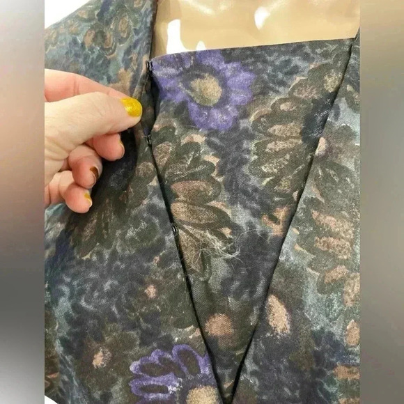 Vintage 70’s/80’s handmade dropwaist modesty black floral dress-XL AS IS - Picture 8 of 10